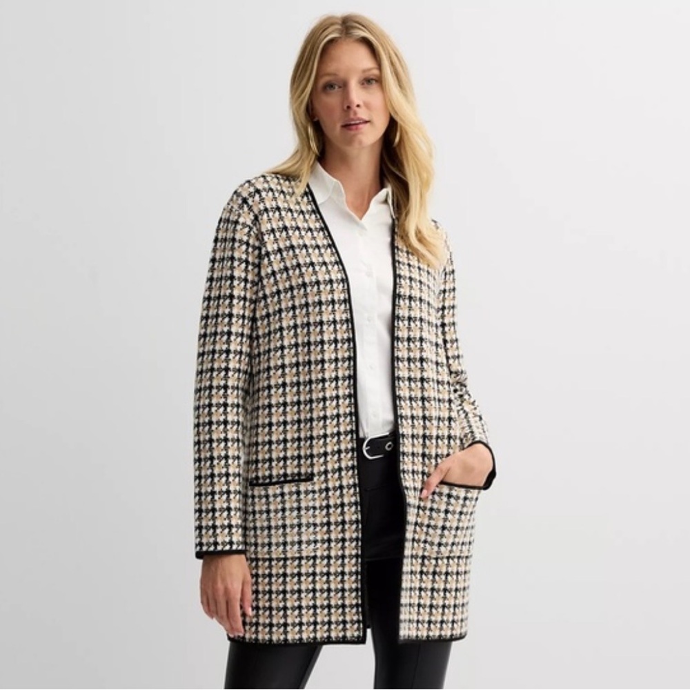 Nine West | Houndstooth Sweater Coatigan